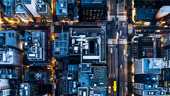 Aerial photograph of city Aerial photograph of city