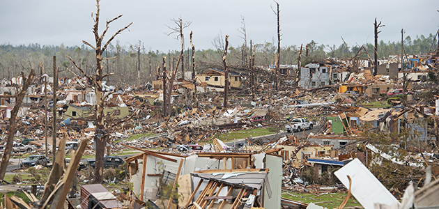 Flood damage to community of homes